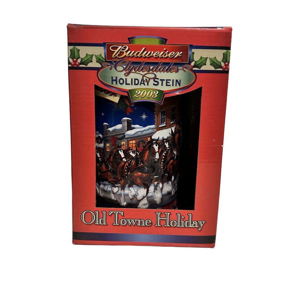 Budweiser Clydesdales Holiday Stein 2003 “Old Towne Holiday” with Cert of Auth.